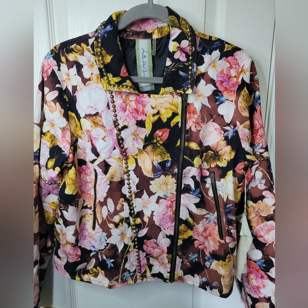 ARATTA Floral Women's Light Denim Jacket. Sz‎ M. NWT - Picture 3 of 11